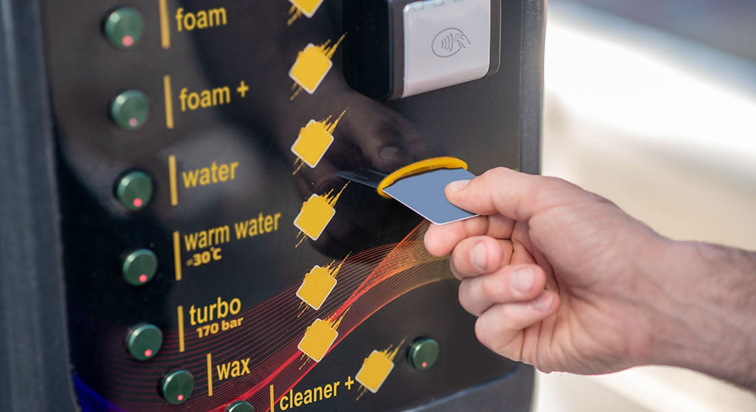 Unattended car wash payment terminal